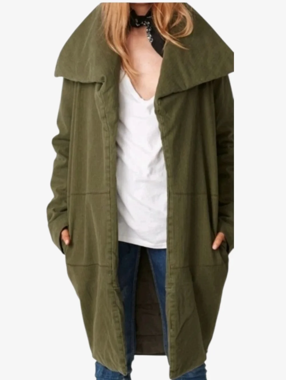 One Teaspoon Chapman Sailor Coat Womens Small Olive Green Oversized Long Duster